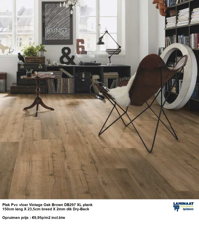 Pvc Plak Vintage Oak Brown DB297 Dry-Back €9,95p/m2 - Afbeelding 2