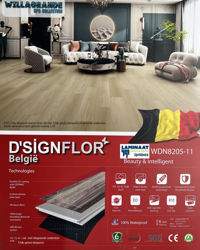 60m2 Pvc click Charleroi 6mm dik met integreerde ondervloer = €1197 - Afbeelding 6