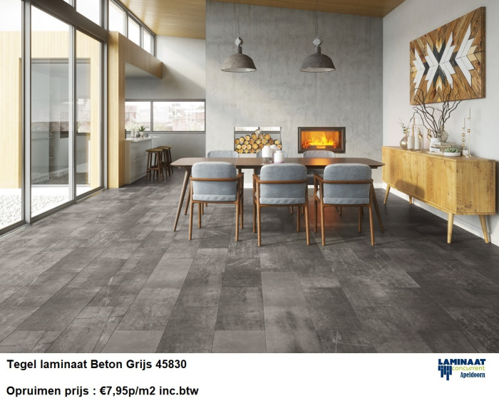 Tegel laminaat Beton Grijs 45380 Actie prijs : €7,95p/m2 - Afbeelding 3