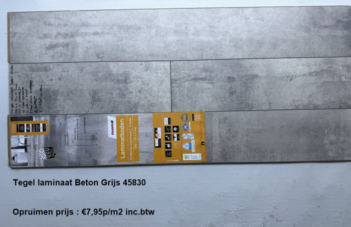 Tegel laminaat Beton Grijs 45380 Actie prijs : €7,95p/m2 - Afbeelding 5