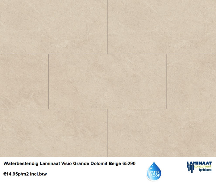 Waterbestendig Visio Grande tegel laminaat Dolomit Beige €14,95m2