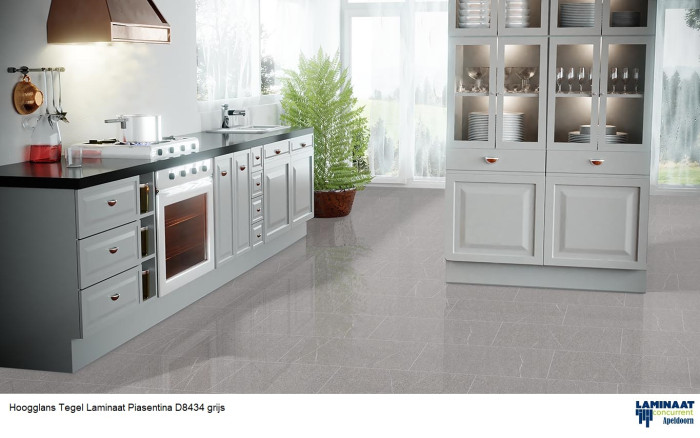 19,90m2 Hoogglans Tegel laminaat Piasentina Grijs D8434 = €199 - Afbeelding 2