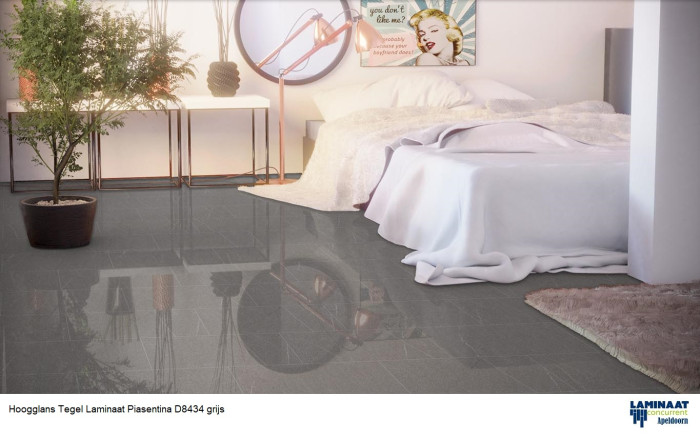 19,90m2 Hoogglans Tegel laminaat Piasentina Grijs D8434 = €199 - Afbeelding 4