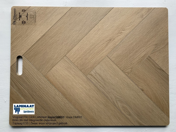 Visgraat Pvc click Hope 6,5mm met integreerde ondervloer €34,95m2