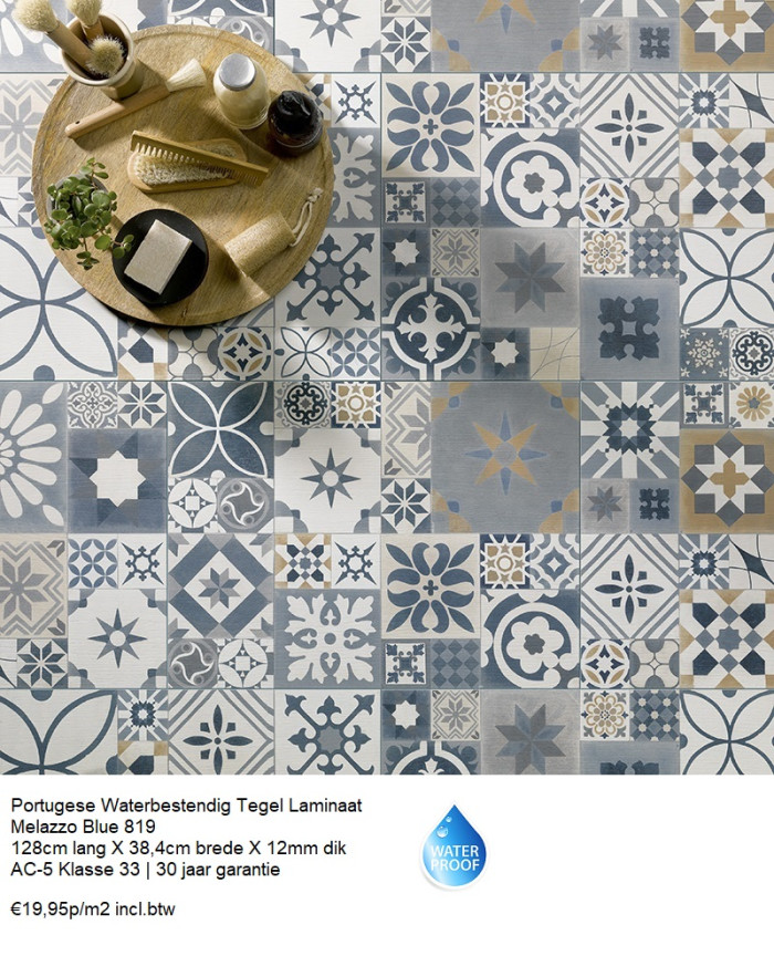 Portugeese Waterbestendig Tegel laminaat Melazzo Blue 819