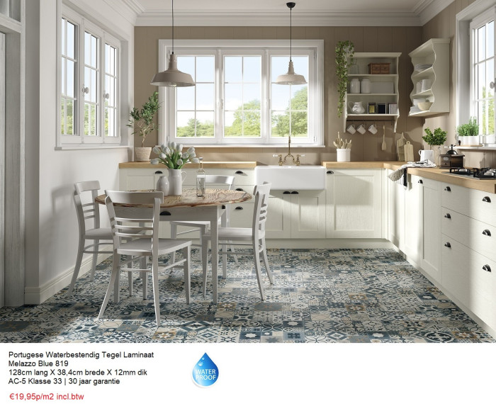Portugeese Waterbestendig Tegel laminaat Melazzo Blue 819 - Afbeelding 2