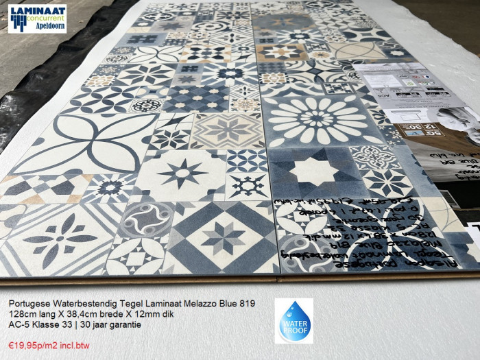Portugeese Waterbestendig Tegel laminaat Melazzo Blue 819 - Afbeelding 6