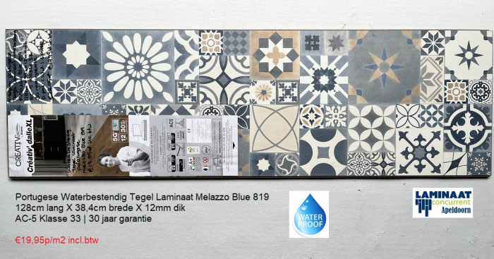 Portugeese Waterbestendig Tegel laminaat Melazzo Blue 819 - Afbeelding 7