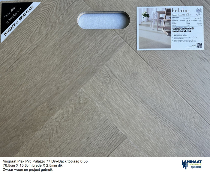 Visgraat XL Pvc click Palazzo 77 Toplaag 0,55 7mm dik - Afbeelding 5