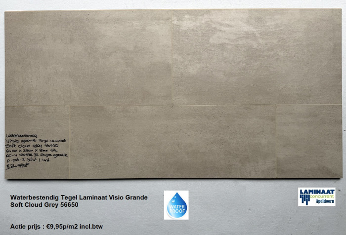 Waterbestendig Visio Grande tegel laminaat  Soft Cloud €14,95m2
