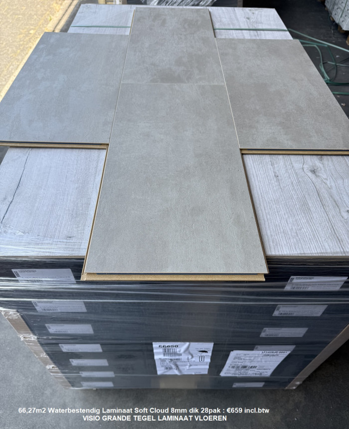 66,27m2 Waterbestendig Laminaat Soft Cloud 8mm dik 28pak : €659 - Afbeelding 3