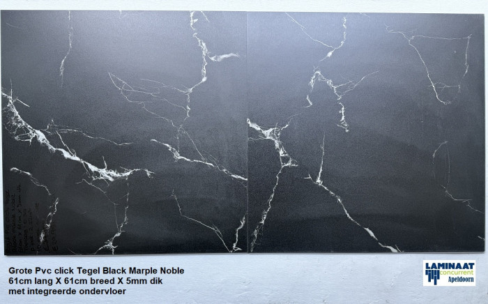 Grote Pvc click Tegel Black Marble met integreerde ondervloer - Afbeelding 4