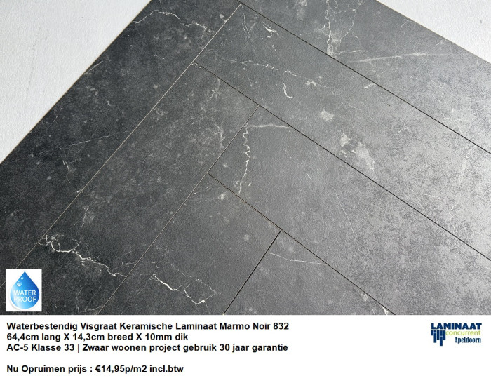 Visgraat Waterbestendig laminaat Marmo Noir Keramische 