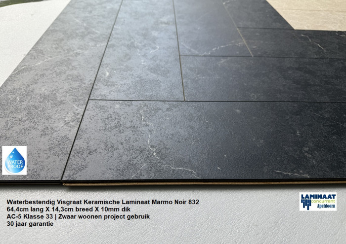 Visgraat Waterbestendig laminaat Marmo Noir Keramische  - Afbeelding 3