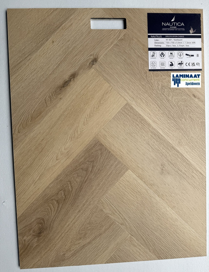 Visgraat Pvc click Starboard Natuur eik met integreerde ondervloer - Afbeelding 4