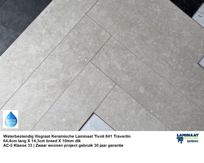 88m2 Visgraat Waterbestendig Laminaat Tivoli Travertin 60pak = €1295 - Afbeelding 3