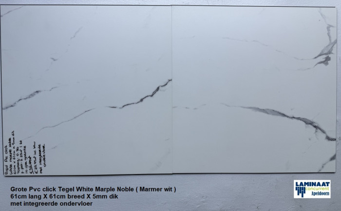 Grote Pvc click White Marble met integreerde ondervloer - Afbeelding 3