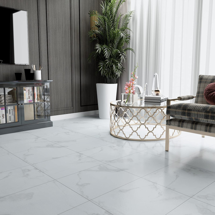 Grote Pvc click White Marble met integreerde ondervloer - Afbeelding 2