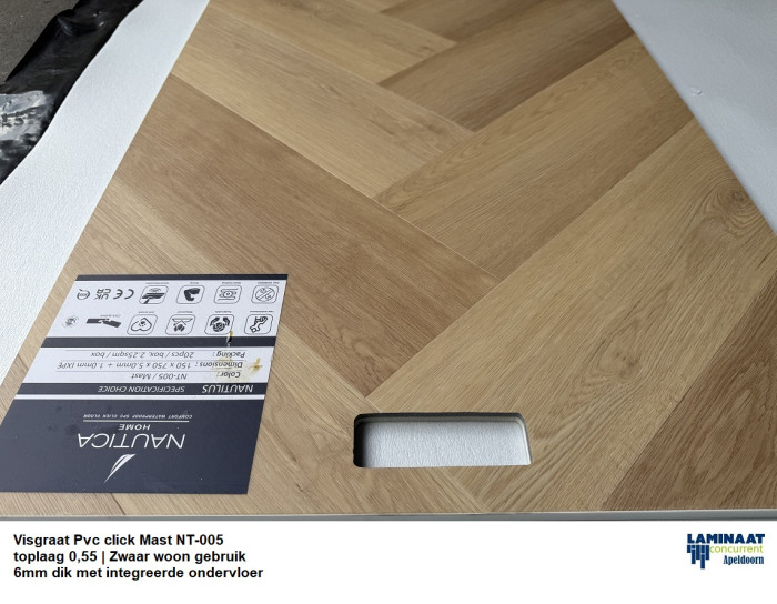 Visgraat Pvc click Mast Oak met integreerde ondervloer - Afbeelding 2