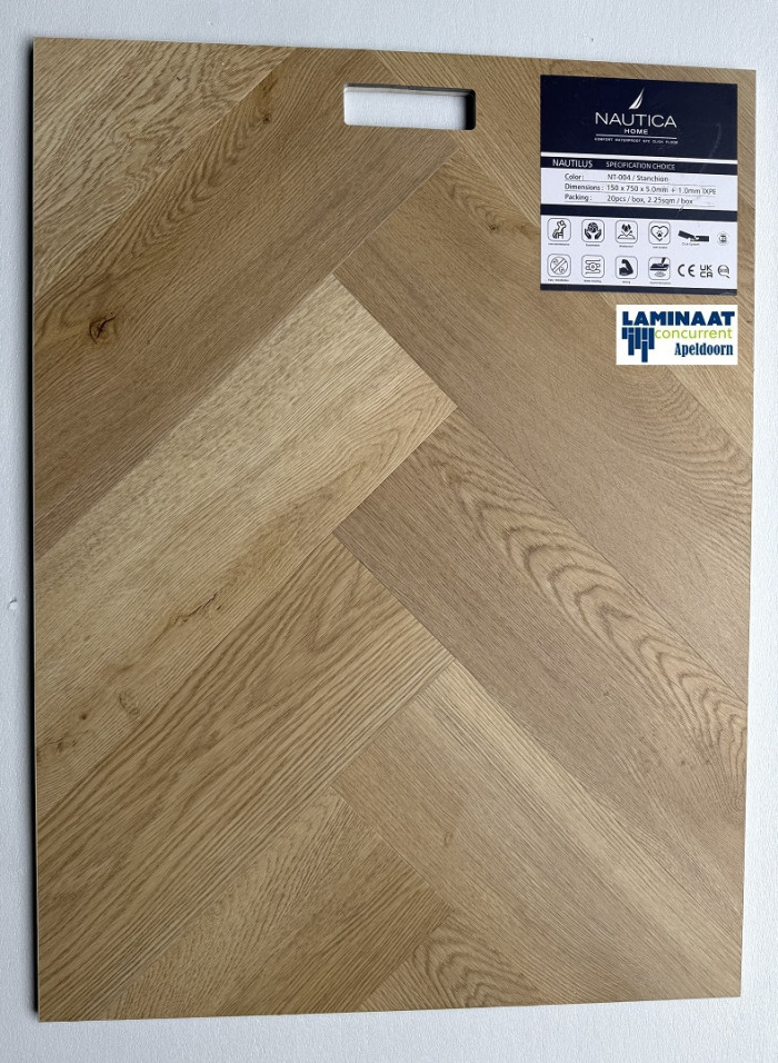 Visgraat Pvc click Stanchion Oak met integreerde ondervloer - Afbeelding 3