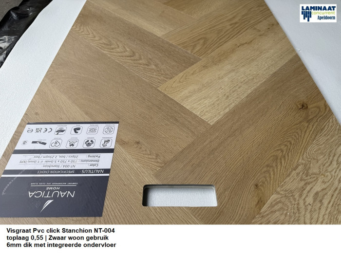 Visgraat Pvc click Stanchion Oak met integreerde ondervloer - Afbeelding 2