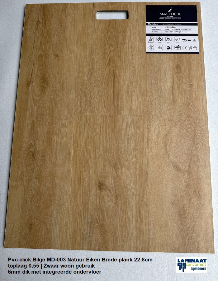 Pvc click Bilge Oak 6mm met integreerde ondervloer €25,95m2