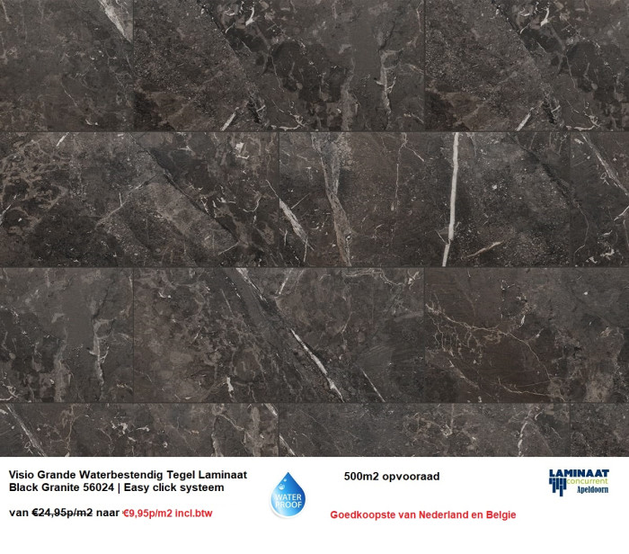 Waterbestendig Tegel laminaat Black Granite €9,95p/m2