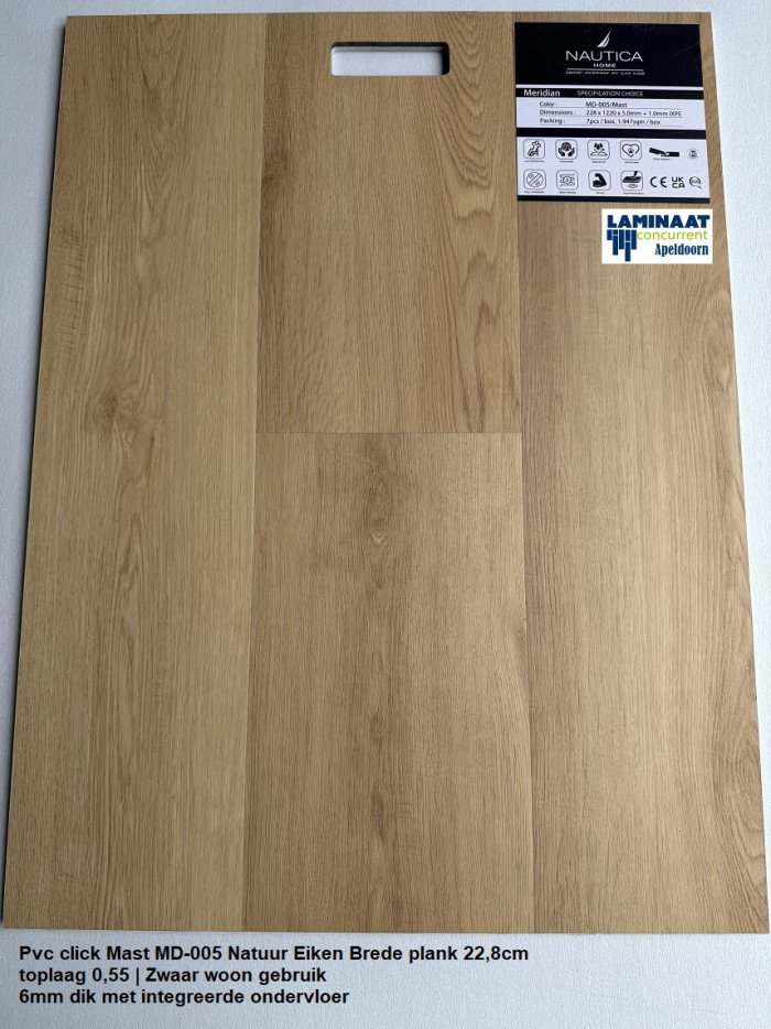 Pvc click Mast Oak 6mm met integreerde ondervloer €25,95m2