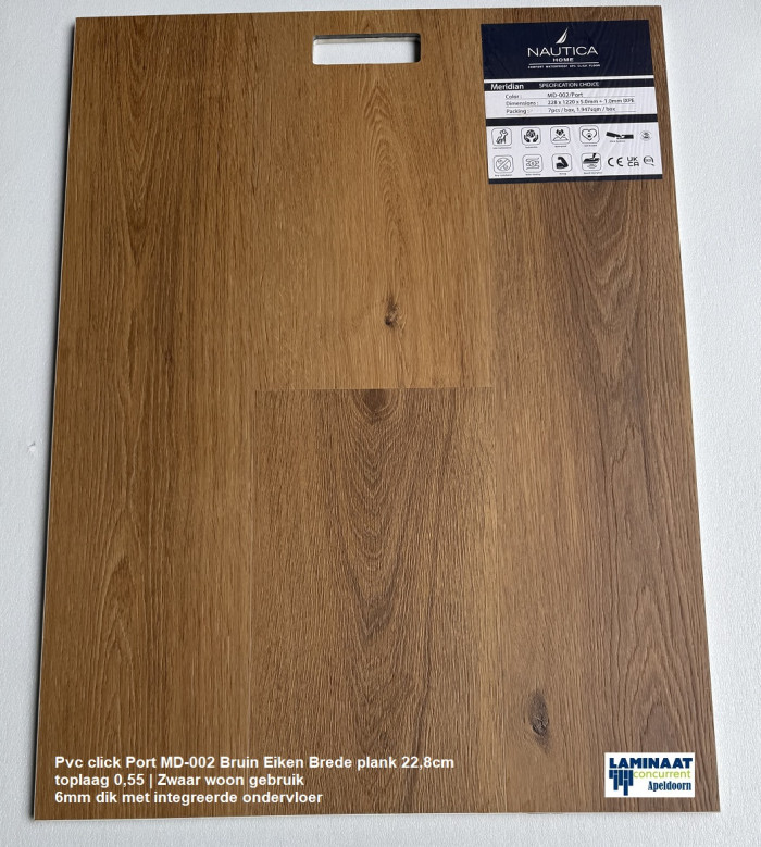 Pvc click Port Oak Bruin 6mm met integreerde ondervloer €25,95m2