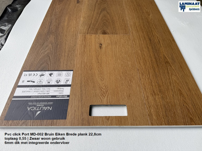 Pvc click Port Oak Bruin 6mm met integreerde ondervloer €25,95m2 - Afbeelding 2