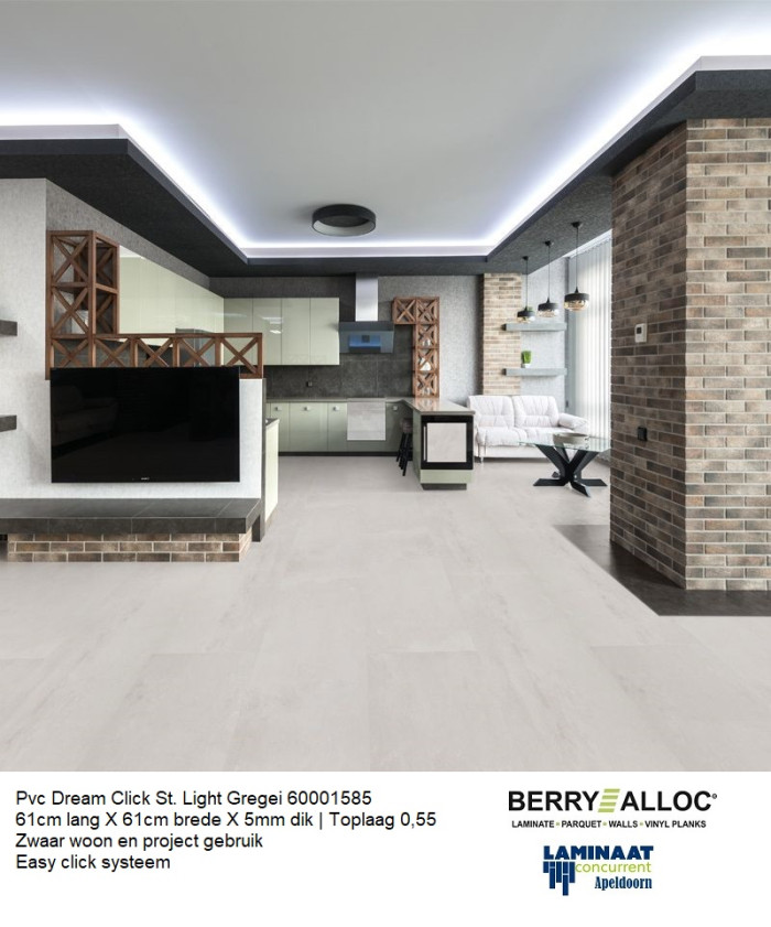Pvc Dream click Tegel Urban St. Light Gregei 1585 61cm X 61cm €29,95m2 - Afbeelding 2