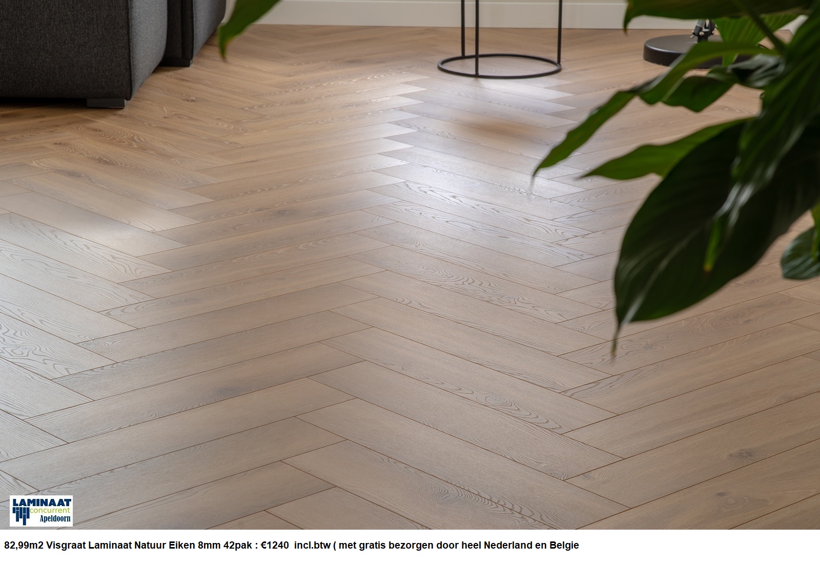 82,99m2 Visgraat Laminaat Natuur Eiken 8mm 42pak : €1240