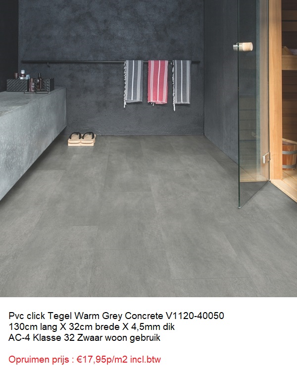 66m2 Pvc click Tegel Laminaat Grijze beton 40050 = €1095 incl.btw - Afbeelding 5