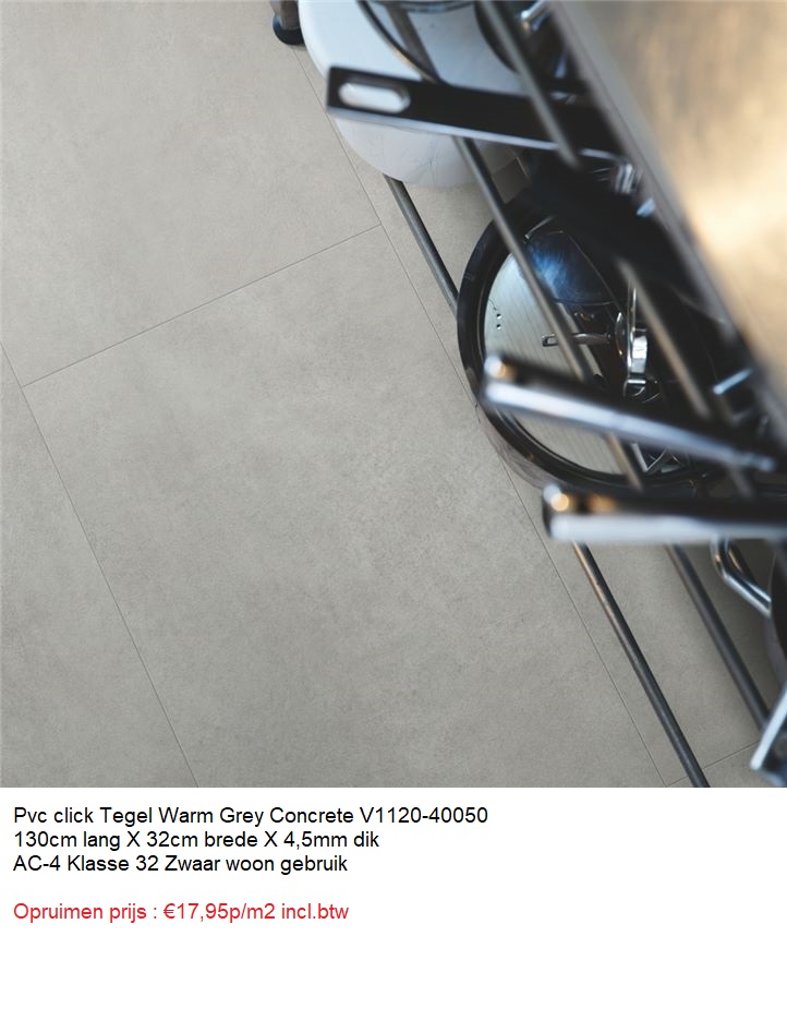 66m2 Pvc click Tegel Laminaat Grijze beton 40050 = €1095 incl.btw - Afbeelding 3