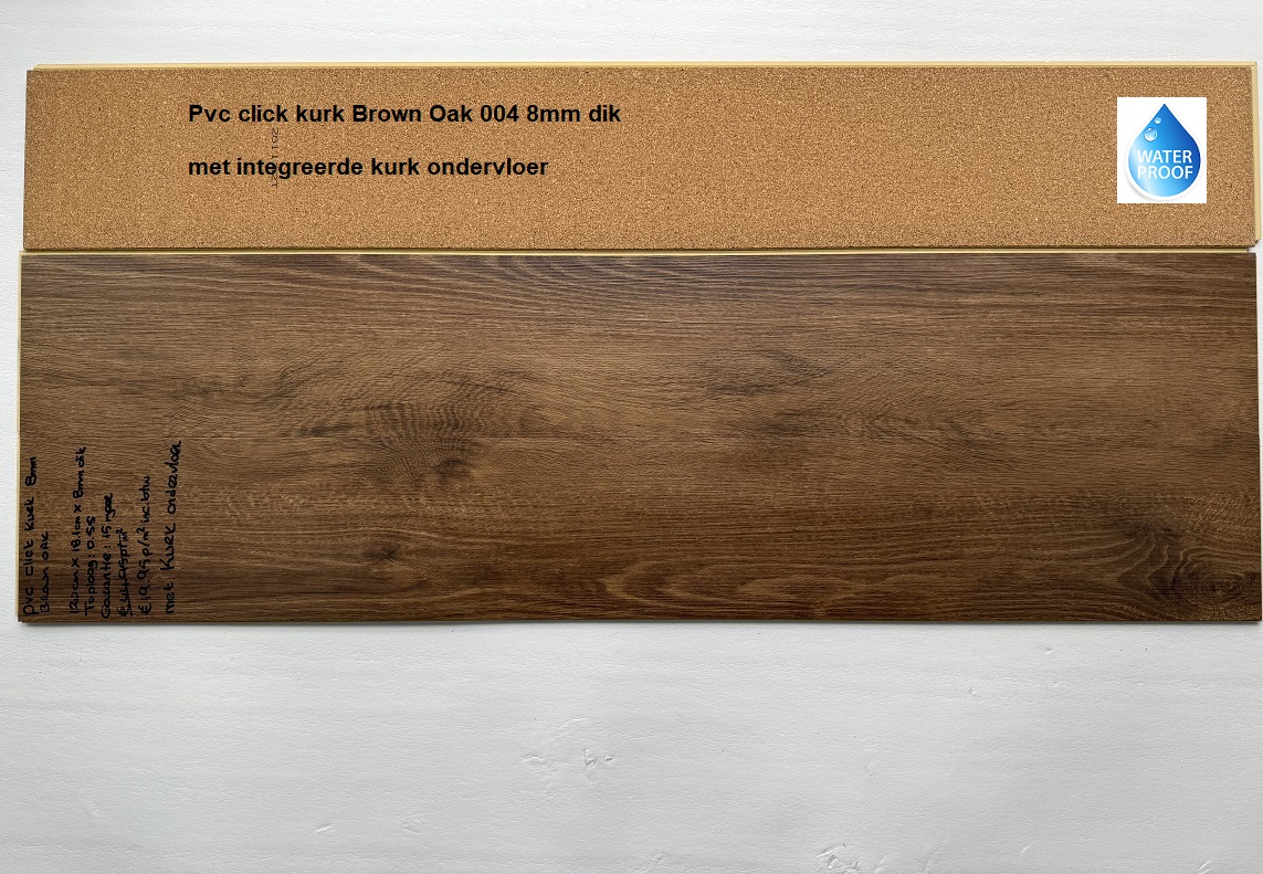 50,60m2 Pvc click kurk Brown Oak 8mm dik met integreerde kurk ondervloer = €899 - Afbeelding 3
