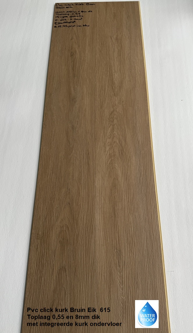 50,60m2 Pvc click kurk Bruin Oak 8mm dik met integreerde kurk ondervloer = €899 - Afbeelding 5
