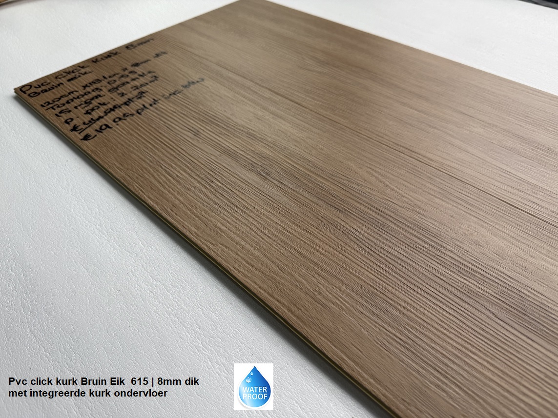 50,60m2 Pvc click kurk Bruin Oak 8mm dik met integreerde kurk ondervloer = €899 - Afbeelding 4