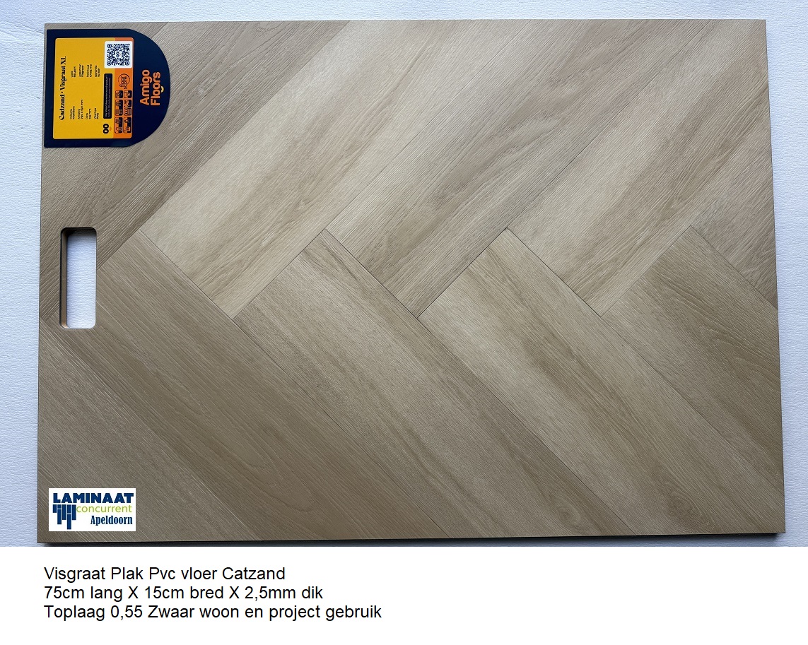 Visgraat XL Plak Pvc Catzand Light Natuur eik €24,95p/m2