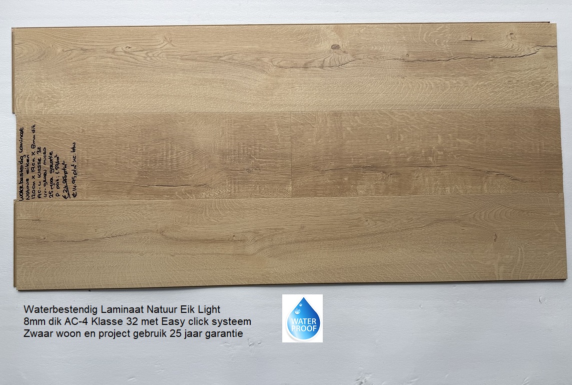 Waterbestendige Laminaat Natuur Eik Light 8mm €14,95p/m2 - Afbeelding 3