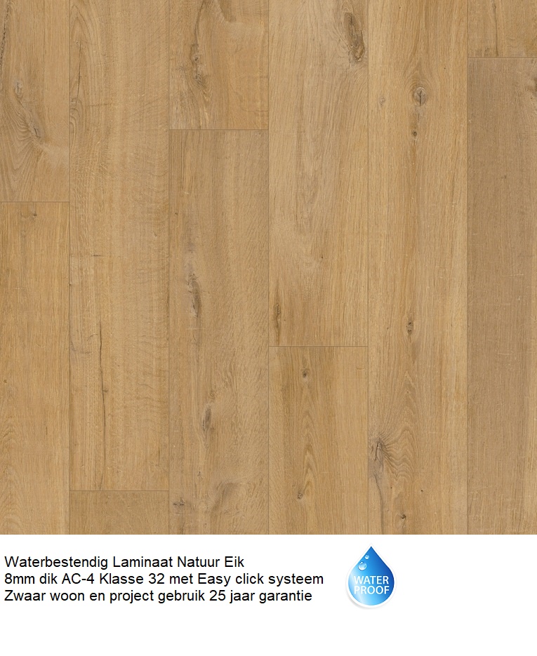Waterbestendige Laminaat Natuur Eik Light 8mm €14,95p/m2