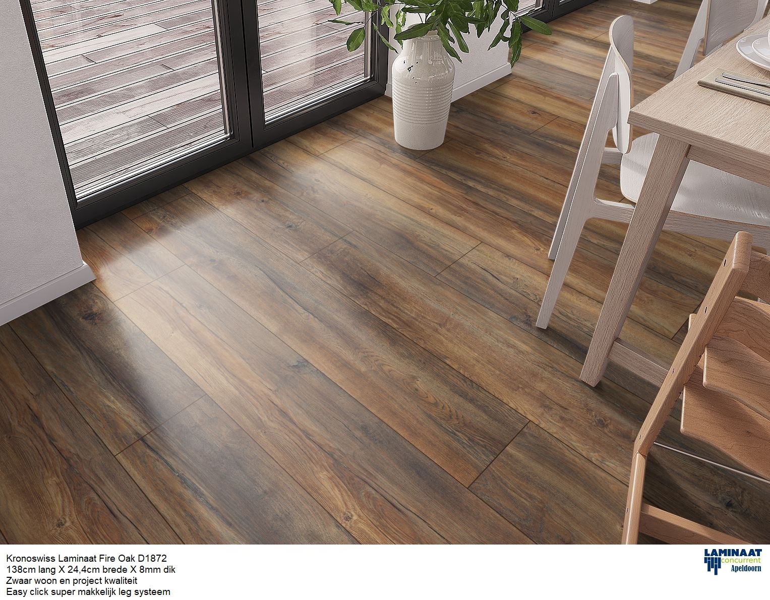 Laminaat Fire Oak 24cm bred 8mm dik €14,95p/m2 - Afbeelding 3