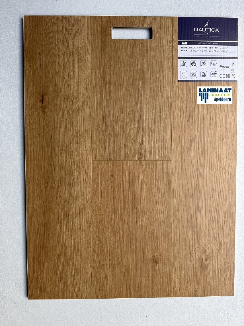 Pvc click Hull Natuur eik warm met integreerde ondervloer €23,95m2