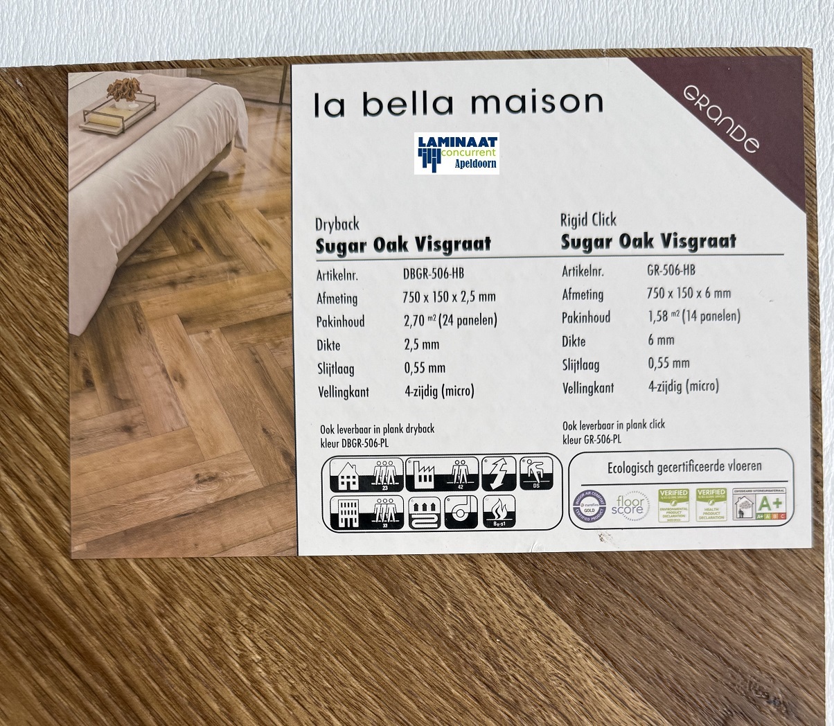 Visgraat Plak Pvc Sugar Oak Natuur 506 Dry-Back - Afbeelding 4