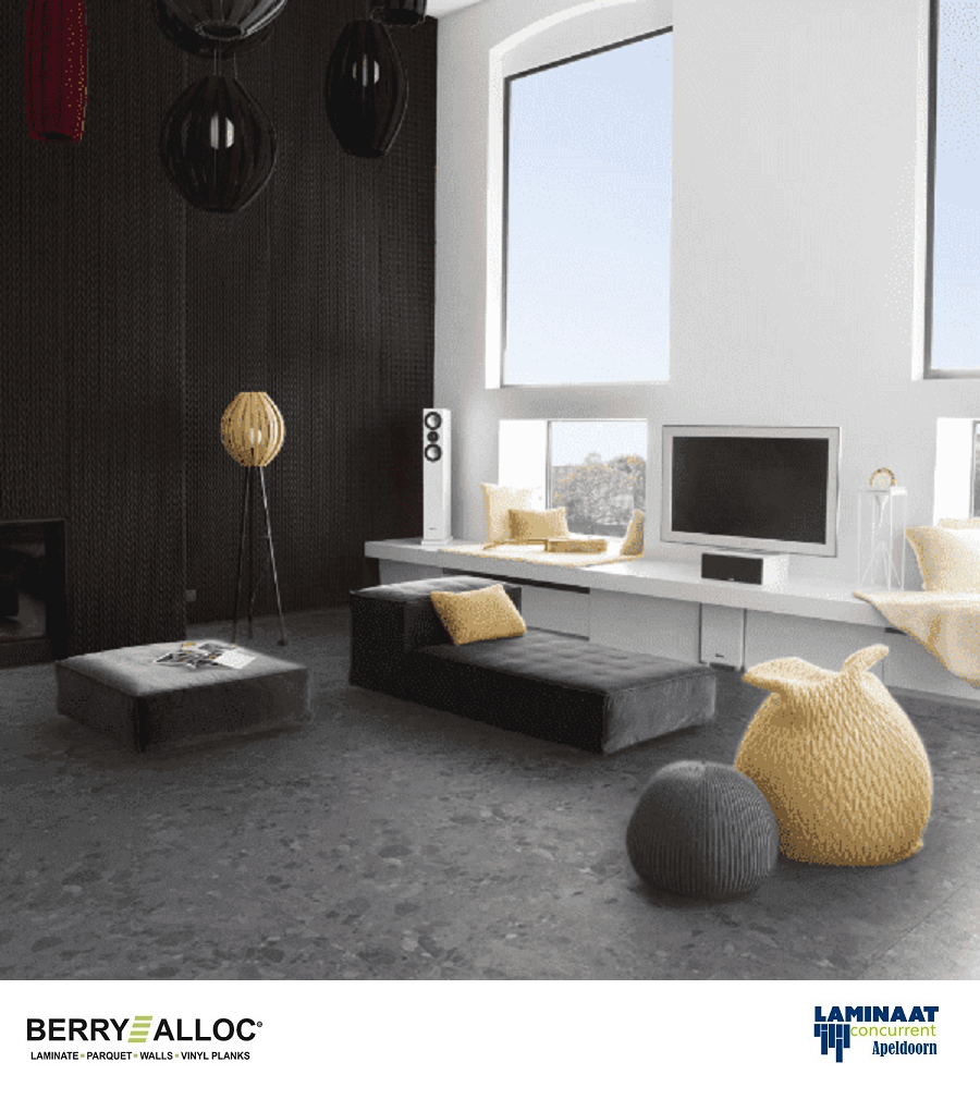 Pvc Dream click Tegel Terrazzo Dark Grey €19,95p/m2 - Afbeelding 2