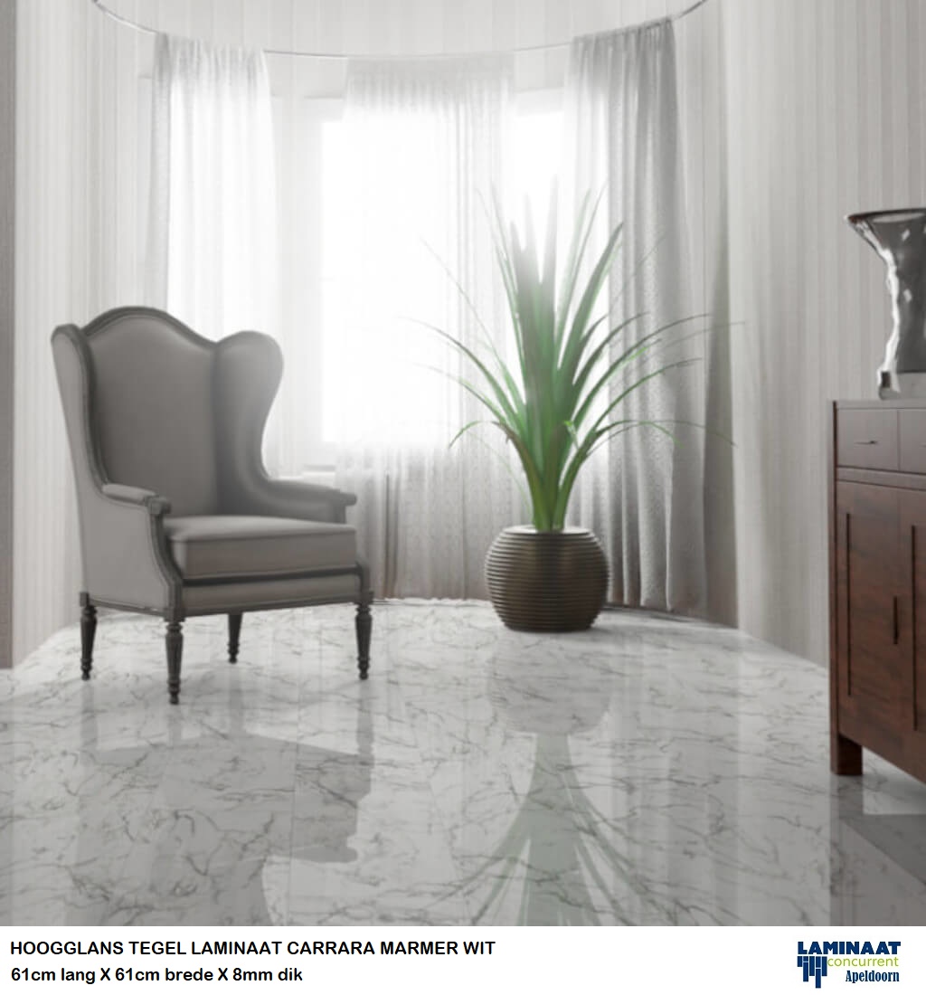 23m2 Hoogglans Tegel laminaat Carrera Marmer = €230 - Afbeelding 2