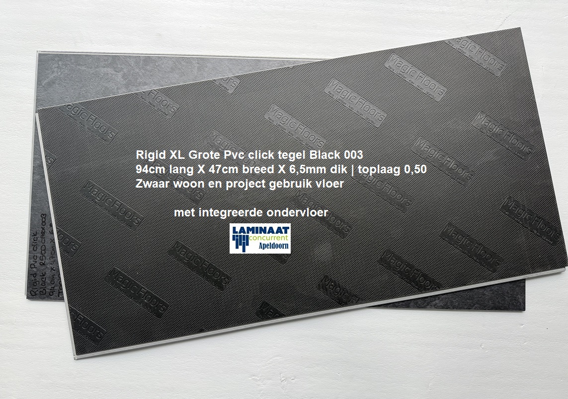 Pvc click Grote Tegel Black met integreerde ondervloer €29,95p/m2 - Afbeelding 5