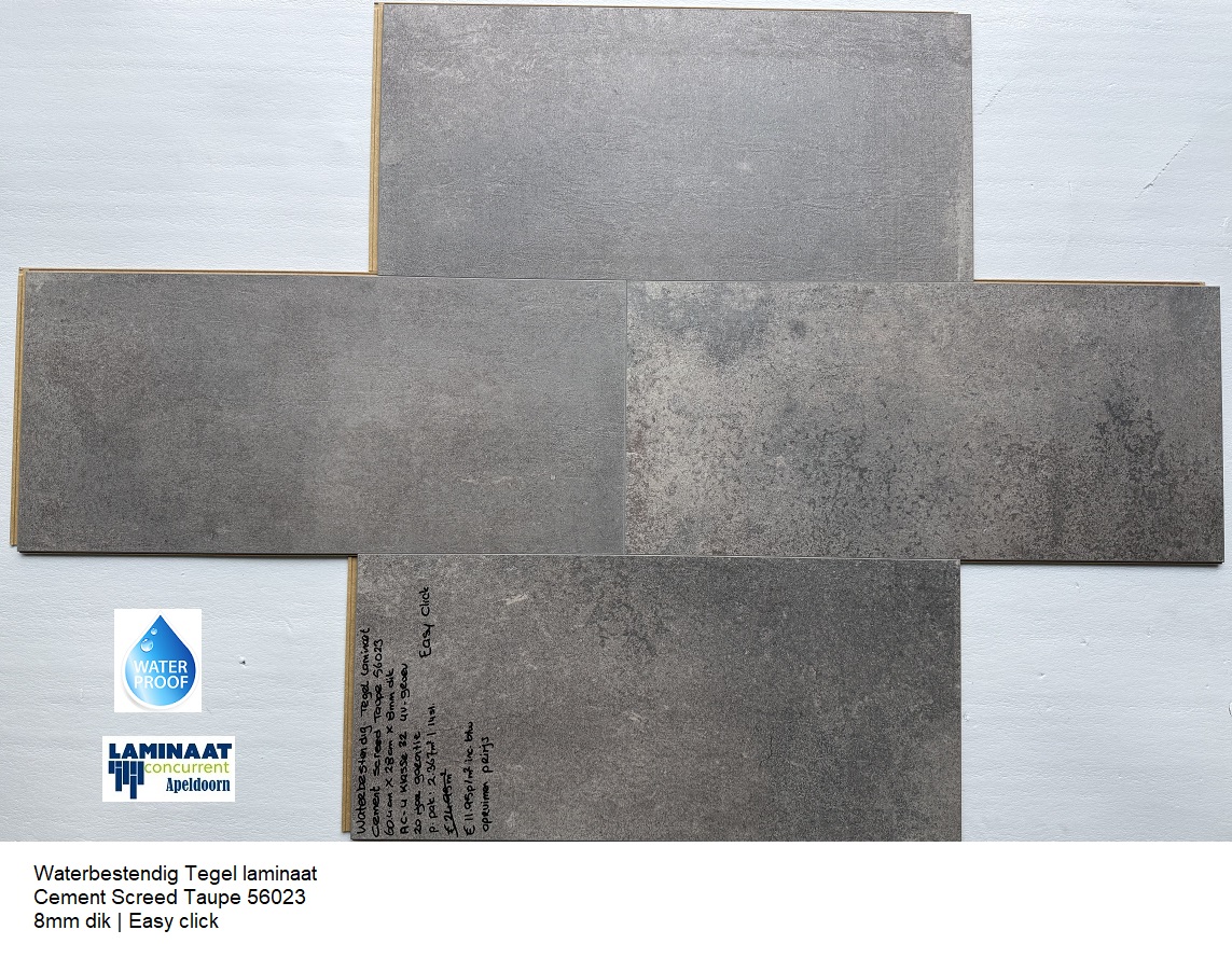 66,27m2 Waterbestendig tegel laminaat Cement Screed Taupe 28pak = €790 - Afbeelding 4