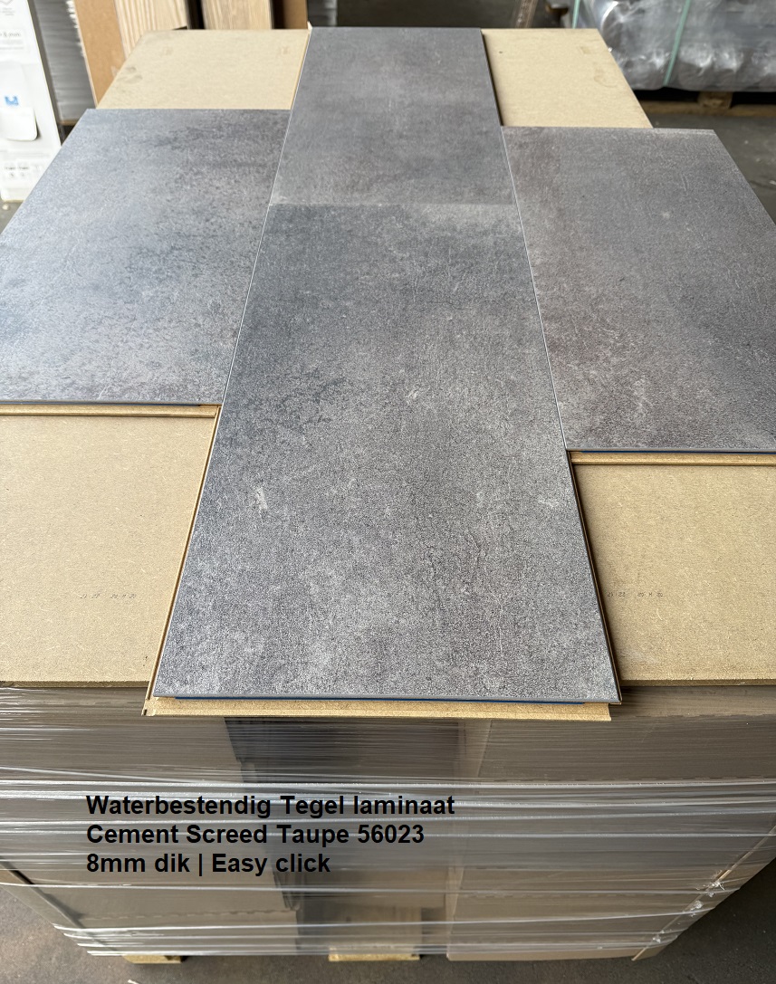 66,27m2 Waterbestendig tegel laminaat Cement Screed Taupe 28pak = €790 - Afbeelding 6