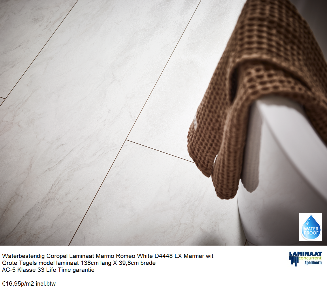 Corepel Waterbestendig Tegel Laminaat Marmer wit D4448 €16,95m2 - Afbeelding 5