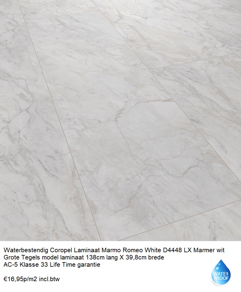 Corepel Waterbestendig Tegel Laminaat Marmer wit D4448 €16,95m2